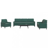 VidaXL Set de canapele cu perne, 4 piese, verde &icirc;nchis, catifea