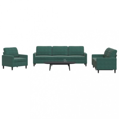 vidaXL Set de canapele cu perne, 4 piese, verde &amp;icirc;nchis, catifea foto