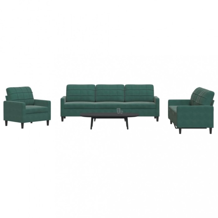 vidaXL Set de canapele cu perne, 4 piese, verde &icirc;nchis, catifea