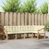 vidaXL Set canapele exterior 5 piese lemn acacia cu perne alb crem gradina