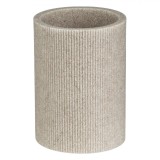 Suport Periuțe de Dinți, Rotund, Polyresin, Dungi Reliefate, Bej, Diametru 7.5x&Icirc;nălțime 10.5 cm, Capacitate 0,29 L, Oem