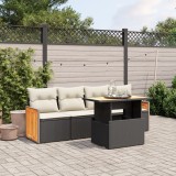 vidaXL Set mobilier de grădină cu perne, 5 piese, negru, poliratan