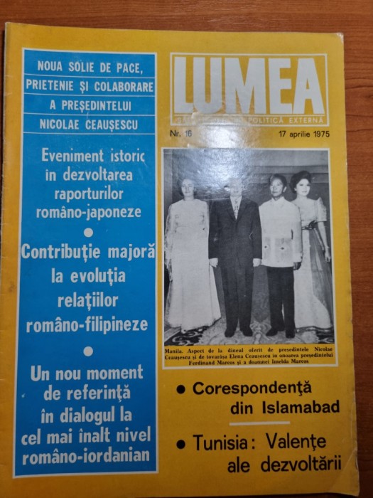 revista lumea 17 aprilie 1975-vizita lui ceausescu in filipine