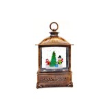 Cumpara ieftin Felinar luminat de Craciun, Mos Craciun, bradut, muzical, ventilator zapada, LED, cadou, decoratiune pentru casa, maro