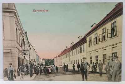 CARANSEBES , LOCALNICI PE STRADA CENTRALA , CARTE POSTALA , INCEPUTUL SEC. XX foto
