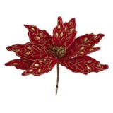 Flori Decorative Catifelate Rosii cu Glitter și Cristale pentru Crăciun, CMCLASS