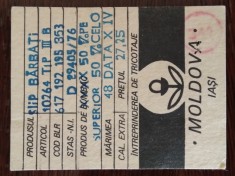 Eticheta veche vintage Intreprinderea de tricotaje Moldova Iasi 1976 foto