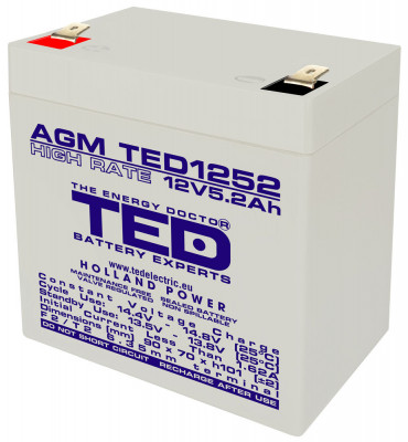 Acumulator 12V 5.2Ah High Rate VRLA AGM Battery TED1252HRF2 foto