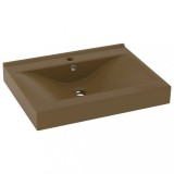 Cumpara ieftin Chiuveta baie lux, orificiu robinet crem mat 60x46 cm ceramica