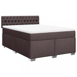 Cumpara ieftin Pat box spring cu saltea, maro inchis, 140x200 cm, textil