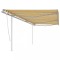 Copertină retractabilă manual cu st&acirc;lpi, galben/alb, 6x3,5 m