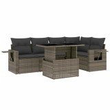 Set mobilier gradina cu perne, 6 piese, gri, poliratan
