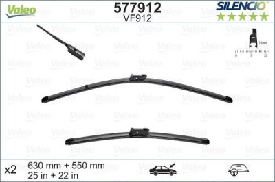 Set stergatoare auto Silencio Seat Tarraco, 10.2018-, Vw Tiguan, 05.2016-12.2020, montare fata, stanga+dreapta, 630+550 mm; fixare: OE Valeo; , VALEO foto