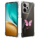 Husa antisoc pentru realme 14 / realme 14t - airbag tpu, col&Egrave;uri ranforsate- butterfly roz