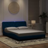 vidaXL Cadru de pat cu LED fără saltea, albastru, 160x200 cm, catifea 3213865