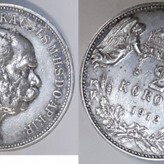 Moneda Ungaria 2 KOROANE 1912 --ARGINT