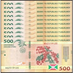 Burundi 2023 - 500 francs, necirculata (10 bucati)