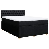 Cumpara ieftin Pat box spring cu saltea, negru, 140x200 cm, textil