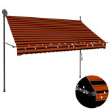 Cumpara ieftin Copertină retractabilă manual cu LED, portocaliu &amp; maro, 250 cm
