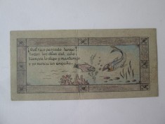 Rar! Spania 5 Centimos 1937 Piata de peste din Madrid cupon realizat manual-Razboiul Civil Spaniol foto