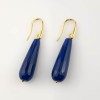 Cercei Argint 925 placat aur, agat albastru safir, handmade, 4.5cm, cercei dama eleganti