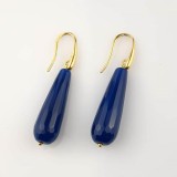 Cumpara ieftin Cercei Argint 925 placat aur, agat albastru safir, handmade, 4.5cm, cercei dama eleganti