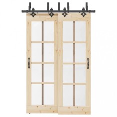 vidaXL Set feronerie pentru uși glisante, negru, 152,5 cm, oțel 3295735