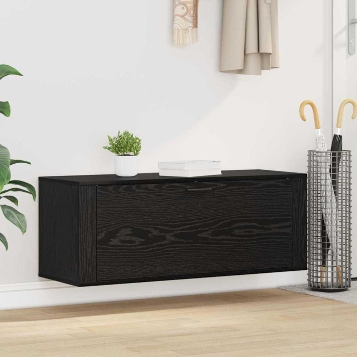 vidaXL Dulap pentru pantofi cu raft Stejar negru 100 x 35 x 38 cm 881020
