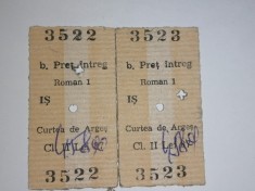 LOT 2 BILET TREN CFR VECHI - ROMAN CURTEA DE ARGES .SERII CONSECUTIVE