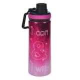 Sticla de apa din otel inoxidabil, 700 ml, fucsia lucios, cu imprimeu motivational, CMCLASS