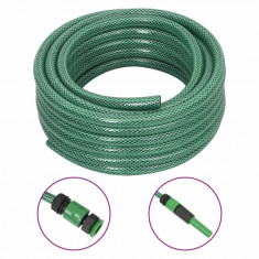 vidaXL Furtun de grădină cu set de racorduri, verde, 0,6", 50 m, PVC