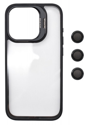 Husa Protectie din Policarbonat cu stativ si protectie camere, pentru iPhone 14 Pro Max, Negru foto