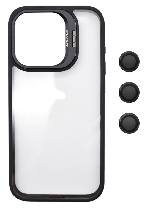 Husa Protectie din Policarbonat cu stativ si protectie camere, pentru iPhone 14 Pro Max, Negru