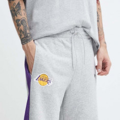 New Era pantaloni scurti barbati, culoarea gri, LOS ANGELES LAKERS