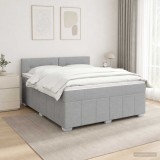 Cumpara ieftin Pat cu arcuri LED si saltea Gri deschis 160 x 200 cm Tesatura