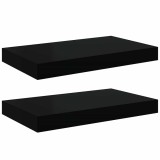Cumpara ieftin Rafturi de perete, 2 buc., negru extralucios, 40x23,5x3,8 cm, MDF