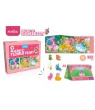 Puzzle Magnetic Z&acirc;na Florilor 3 Puzzle-uri 60 Piese Carton Magnet Peste 3 Ani 26x4x21cm