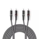 Cablu audio stereo 2x RCA tata - 2x RCA tata 5m gri Nedis