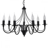 Candelabru Minerva Negru Oțel 7 Becuri Neregulate Modern De Interior
