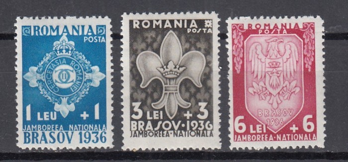 ROMANIA 1936 LP 115 JAMBOREEA NATIONALA BRASOV SERIE SARNIERA