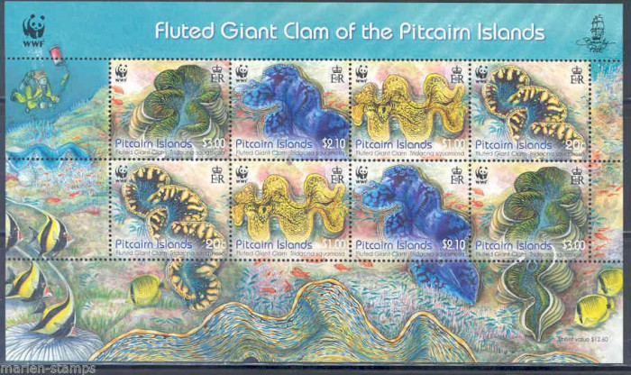 WWF PITCAIRN ISLANDS 2012-Bloc de 2 serii nestampilate-Scoica uriase