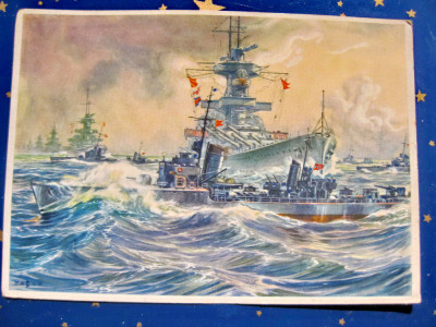 B716-Marina de razboi germana scrisa de militar german carte postala. foto