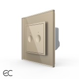Cumpara ieftin Intrerupator dublu touch Livolo Zigbee EC cu rama din sticla, auriu