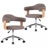 Scaune pivotante, 2 buc., gri taupe, lemn curbat &amp; textil