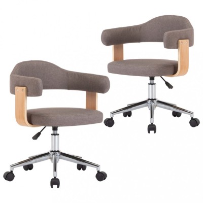 Scaune pivotante, 2 buc., gri taupe, lemn curbat &amp;amp; textil foto