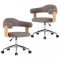 Scaune pivotante, 2 buc., gri taupe, lemn curbat &amp; textil