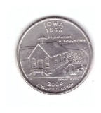 Moneda SUA 25 centi/quarter dollar 2004 D, Iowa 1846, stare foarte buna, America de Nord, Cupru-Nichel