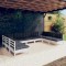 vidaXL Set mobilier grădină cu perne, 9 piese, alb, lemn masiv pin 3097176