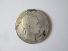 An rar! Ungaria 1 Forint 1880 K.B. argint 900,diametrul=29 mm,greutate=12,10 grame