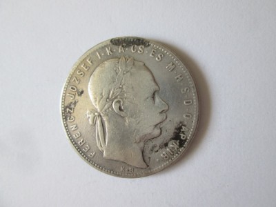 An rar! Ungaria 1 Forint 1880 K.B. argint 900,diametrul=29 mm,greutate=12,10 grame foto